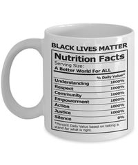 Load image into Gallery viewer, Nutrition Facts Black Lives Matter Coffee Tea Mug Cup Black Pride BLM Drinkware - CrazyFamilyLove