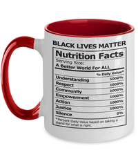 Load image into Gallery viewer, Nutrition Facts Black Lives Matter Two Tone Coffee Tea Mug Cup | Black Pride BLM - CrazyFamilyLove