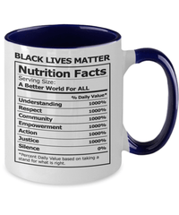 Load image into Gallery viewer, Nutrition Facts Black Lives Matter Two Tone Coffee Tea Mug Cup | Black Pride BLM - CrazyFamilyLove