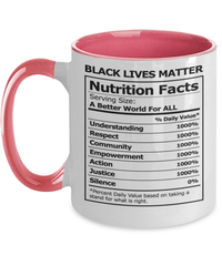 Load image into Gallery viewer, Nutrition Facts Black Lives Matter Two Tone Coffee Tea Mug Cup | Black Pride BLM - CrazyFamilyLove
