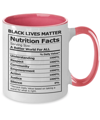 Load image into Gallery viewer, Nutrition Facts Black Lives Matter Two Tone Coffee Tea Mug Cup | Black Pride BLM - CrazyFamilyLove