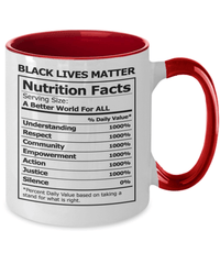 Load image into Gallery viewer, Nutrition Facts Black Lives Matter Two Tone Coffee Tea Mug Cup | Black Pride BLM - CrazyFamilyLove