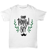 Load image into Gallery viewer, One Thankful Boy America Thanksgiving Turkey Day Graphic Tshirt | Pumpkin Patch Autumn Fall Harvest Corn Stalk Maze Cotton Tee Shirt - CrazyFamilyLove