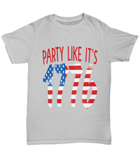 Load image into Gallery viewer, Party Like It's 1776 4th of July Fourth Tshirt Tee | Born in the USA America Independence Day Star Spangled Banner Cotton Shirt Teeshirt - CrazyFamilyLove
