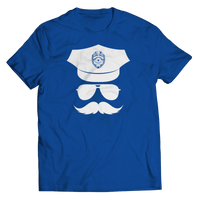 Load image into Gallery viewer, Police Face Mustache Mens Thin Blue Line Cop Teeshirt... - CrazyFamilyLove