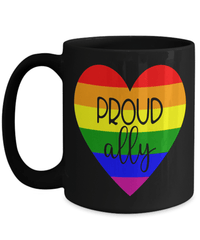 Load image into Gallery viewer, Proud LGBTQ Ally Woman Man Gender Fluid Identity Black Ceramic Coffee Tea Mug Cup FTM MTF Transgender Bisexual Rainbow Pride Flag Drinkware - CrazyFamilyLove