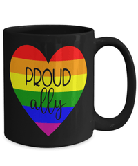 Load image into Gallery viewer, Proud LGBTQ Ally Woman Man Gender Fluid Identity Black Ceramic Coffee Tea Mug Cup FTM MTF Transgender Bisexual Rainbow Pride Flag Drinkware - CrazyFamilyLove