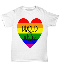 Load image into Gallery viewer, Proud LGBTQ Ally Woman Man Gender Fluid Identity Tshirt FTM MTF Transgender Bisexual Two-Spirit Rainbow Pride Flag Cotton Shirt Teeshirt - CrazyFamilyLove