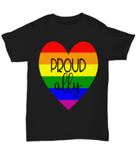 Load image into Gallery viewer, Proud LGBTQ Ally Woman Man Gender Fluid Identity Tshirt FTM MTF Transgender Bisexual Two-Spirit Rainbow Pride Flag Cotton Shirt Teeshirt - CrazyFamilyLove