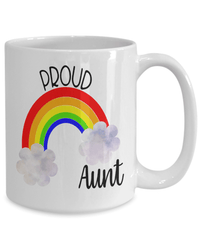 Load image into Gallery viewer, Proud LGBTQ Aunt Gender Fluid Identity Woman Ceramic Coffee Tea Mug Cup FTM MTF Transgender Bisexual Two-Spirit Rainbow Pride Flag Drinkware - CrazyFamilyLove