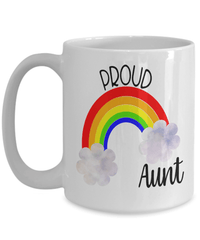 Load image into Gallery viewer, Proud LGBTQ Aunt Gender Fluid Identity Woman Ceramic Coffee Tea Mug Cup FTM MTF Transgender Bisexual Two-Spirit Rainbow Pride Flag Drinkware - CrazyFamilyLove