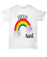 Load image into Gallery viewer, Proud LGBTQ Aunt Gender Fluid Identity Woman Tshirt Tee | FTM MTF Transgender Bisexual Two-Spirit Rainbow Pride Flag Cotton Shirt Teeshirt - CrazyFamilyLove