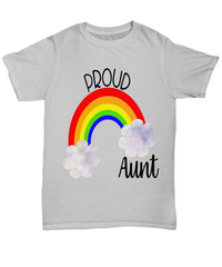 Load image into Gallery viewer, Proud LGBTQ Aunt Gender Fluid Identity Woman Tshirt Tee | FTM MTF Transgender Bisexual Two-Spirit Rainbow Pride Flag Cotton Shirt Teeshirt - CrazyFamilyLove