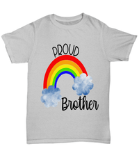 Load image into Gallery viewer, Proud LGBTQ Brother Gender Fluid Identity Man Tshirt Tee | FTM MTF Transgender Bisexual Two-Spirit Rainbow Pride Flag Cotton Shirt Teeshirt - CrazyFamilyLove
