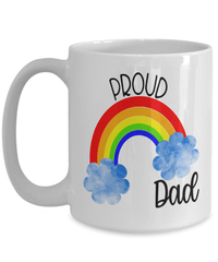 Load image into Gallery viewer, Proud LGBTQ Dad Gender Fluid Identity Man Ceramic Coffee Tea Mug FTM MTF Transgender Bisexual Two-Spirit Rainbow Pride Flag Drinkware - CrazyFamilyLove