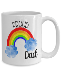 Load image into Gallery viewer, Proud LGBTQ Dad Gender Fluid Identity Man Ceramic Coffee Tea Mug FTM MTF Transgender Bisexual Two-Spirit Rainbow Pride Flag Drinkware - CrazyFamilyLove