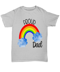 Load image into Gallery viewer, Proud LGBTQ Dad Gender Fluid Identity Man Tshirt Tee | FTM MTF Transgender Bisexual Two-Spirit Rainbow Pride Flag Cotton Shirt Teeshirt - CrazyFamilyLove