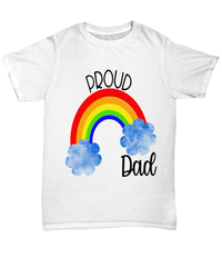 Load image into Gallery viewer, Proud LGBTQ Dad Gender Fluid Identity Man Tshirt Tee | FTM MTF Transgender Bisexual Two-Spirit Rainbow Pride Flag Cotton Shirt Teeshirt - CrazyFamilyLove