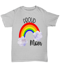 Load image into Gallery viewer, Proud LGBTQ Mom Gender Fluid Identity Woman Tshirt Tee | FTM MTF Transgender Bisexual Two-Spirit Rainbow Pride Flag Cotton Shirt Teeshirt - CrazyFamilyLove