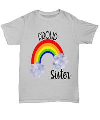 Load image into Gallery viewer, Proud LGBTQ Sister Gender Fluid Identity Woman Tshirt Tee | FTM MTF Transgender Bisexual Two-Spirit Rainbow Pride Flag Cotton Shirt Teeshirt - CrazyFamilyLove