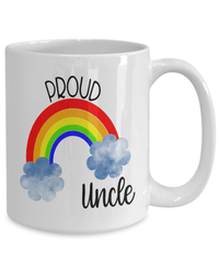 Load image into Gallery viewer, Proud LGBTQ Uncle Gender Fluid Identity Man Ceramic Coffee Tea Mug FTM MTF Transgender Bisexual Two-Spirit Rainbow Pride Flag Drinkware - CrazyFamilyLove