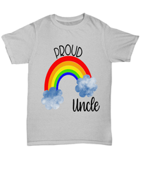 Load image into Gallery viewer, Proud LGBTQ Uncle Gender Fluid Identity Man Tshirt Tee | FTM MTF Transgender Bisexual Two-Spirit Rainbow Pride Flag Cotton Shirt Teeshirt - CrazyFamilyLove