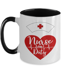 Load image into Gallery viewer, Registered LPN RN ARNP Nurse Practitioner Nursing Assistant On Duty1 Two Tone Ceramic Coffee Tea Mug Cup Drinkware - CrazyFamilyLove