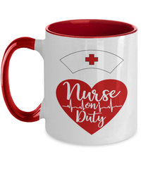 Load image into Gallery viewer, Registered LPN RN ARNP Nurse Practitioner Nursing Assistant On Duty1 Two Tone Ceramic Coffee Tea Mug Cup Drinkware - CrazyFamilyLove