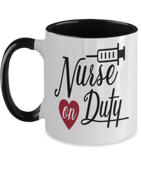 Load image into Gallery viewer, Registered LPN RN ARNP Nurse Practitioner Nursing Assistant On Duty3 Two Tone Ceramic Coffee Tea Mug Cup Drinkware - CrazyFamilyLove