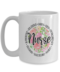 Load image into Gallery viewer, Registered LPN RN ARNP Nurse Practitioner Nursing Assistant Qualities-Floral Ceramic Coffee Tea Mug Cup Drinkware - CrazyFamilyLove