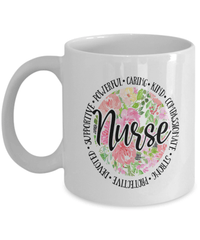 Load image into Gallery viewer, Registered LPN RN ARNP Nurse Practitioner Nursing Assistant Qualities-Floral Ceramic Coffee Tea Mug Cup Drinkware - CrazyFamilyLove