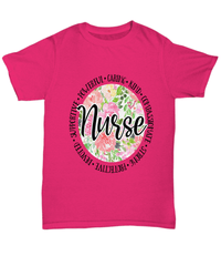 Load image into Gallery viewer, Registered LPN RN ARNP Nurse Practitioner Nursing Assistant Qualities-Floral Graphic Short Sleeve Cotton Tshirt Teeshirt Shirt Designs - CrazyFamilyLove