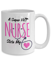 Load image into Gallery viewer, Super Hot Nurse Stole Heart Pink LPN RN ARNP Ceramic Coffee Tea Mug Drinkware - CrazyFamilyLove