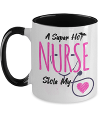Load image into Gallery viewer, Super Hot Nurse Stole Heart Pink LPN RN ARNP Two Tone Coffee Tea Mug Drinkware - CrazyFamilyLove