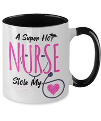 Load image into Gallery viewer, Super Hot Nurse Stole Heart Pink LPN RN ARNP Two Tone Coffee Tea Mug Drinkware - CrazyFamilyLove