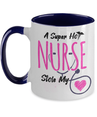 Load image into Gallery viewer, Super Hot Nurse Stole Heart Pink LPN RN ARNP Two Tone Coffee Tea Mug Drinkware - CrazyFamilyLove