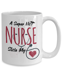Load image into Gallery viewer, Super Hot Nurse Stole My Heart Red LPN RN ARNP Ceramic Coffee Tea Mug Drinkware - CrazyFamilyLove