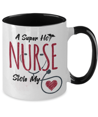 Load image into Gallery viewer, Super Hot Nurse Stole My Heart Red LPN RN ARNP Two Tone Coffee Tea Mug Drinkware - CrazyFamilyLove