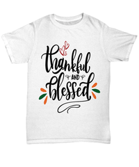 Load image into Gallery viewer, Thankful and Blessed America Thanksgiving Turkey Day Graphic Tshirt | Pumpkin Patch Autumn Fall Harvest Corn Stalk Maze Cotton Tee Shirt - CrazyFamilyLove